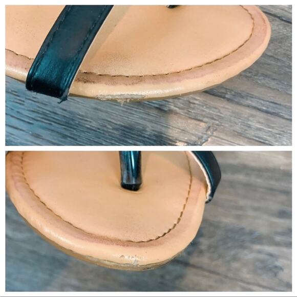 Strappy flat sandals black & gold leather ankle strap boho bohemian - Picture 8 of 9